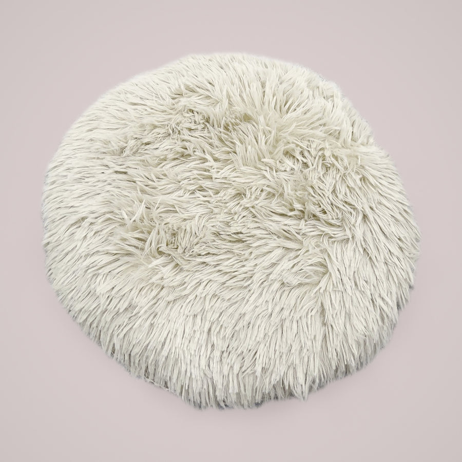 Holmere heated donut cat bed in oat — top-down, full circle